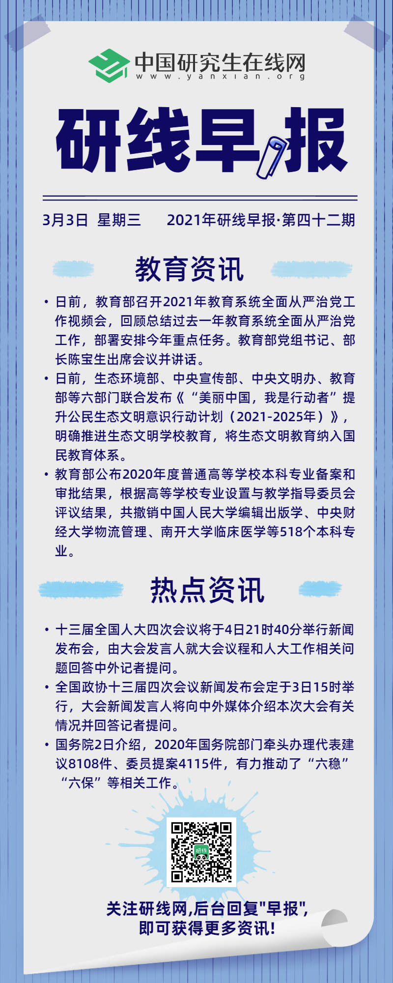 【2021年研線早報(bào)·第四十二期】3月3日