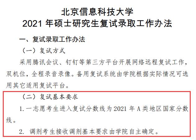 2021考研分數線：北京信息科技大學復試分數線_復試時間_國家線公布！